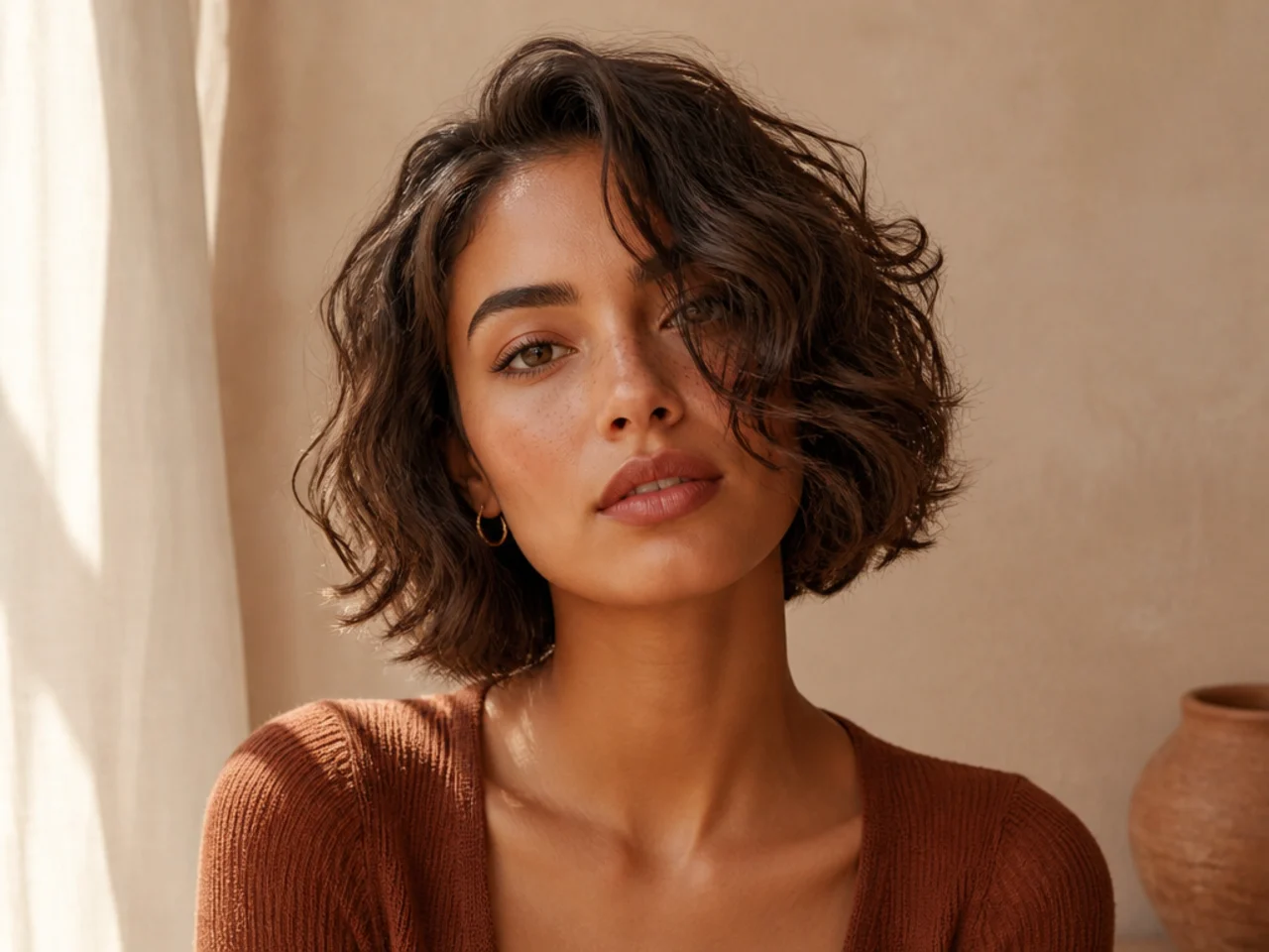 A short wavy bob