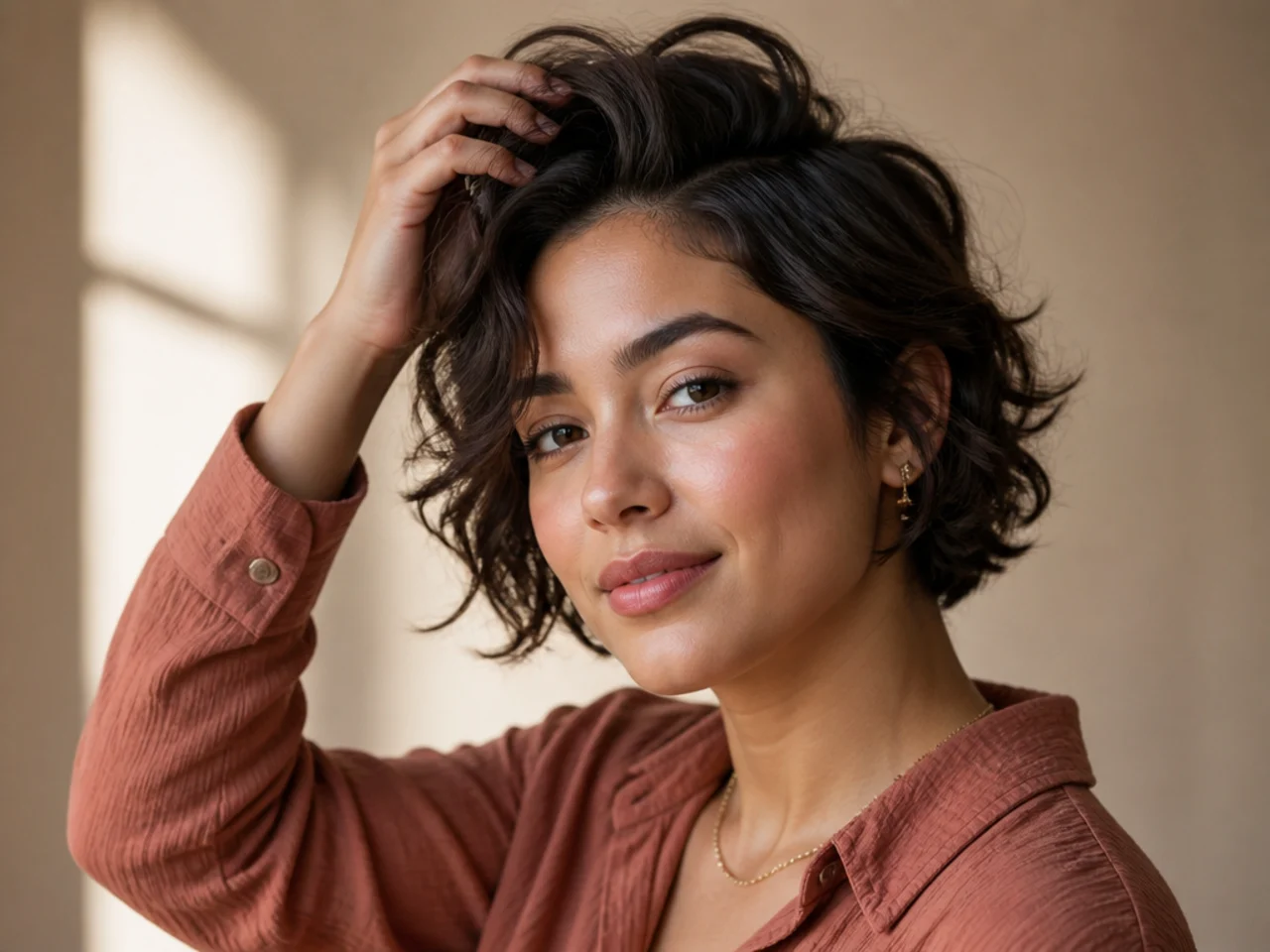 Crown lift refreshed on short wavy hair