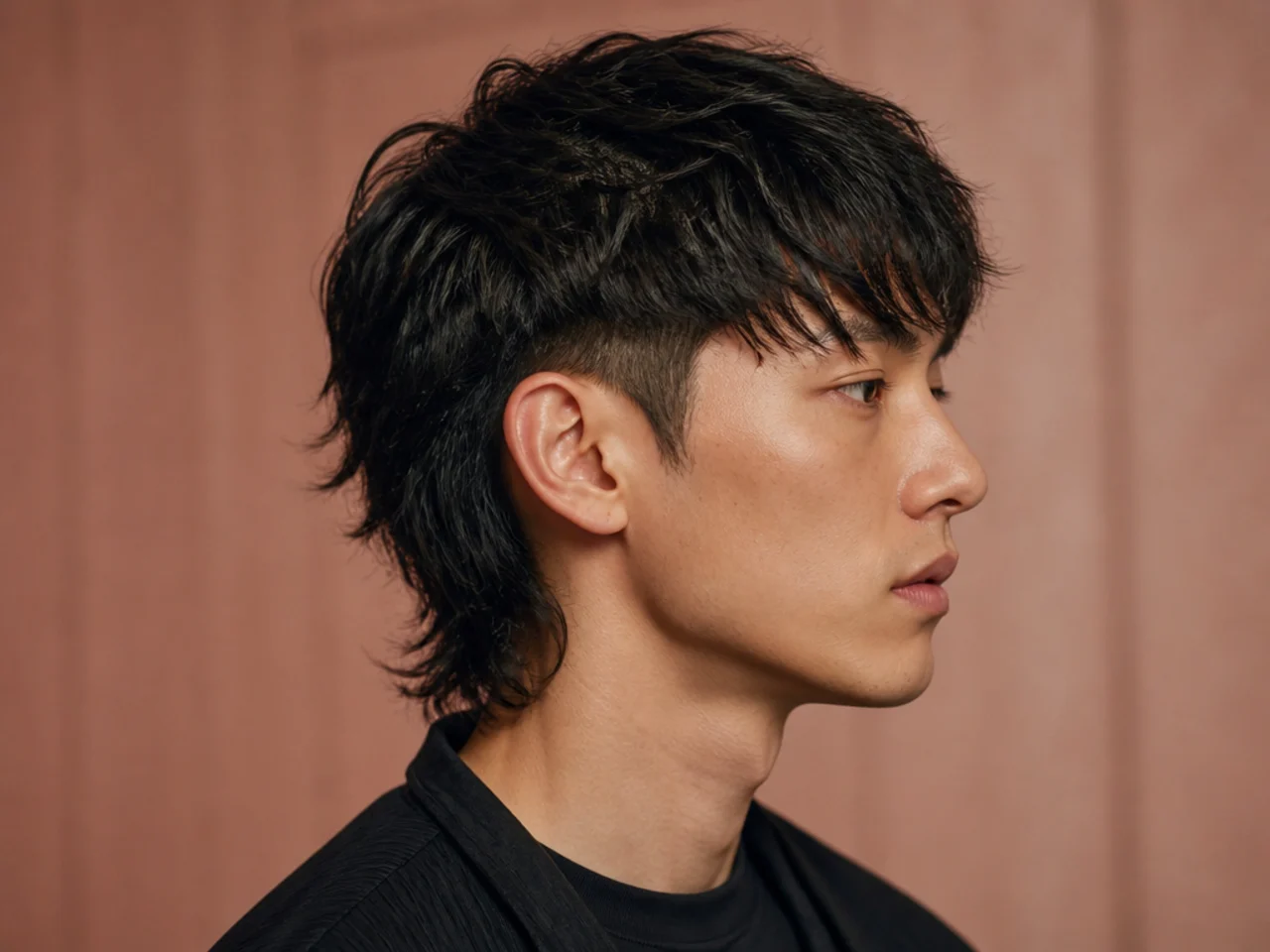 Two-block short wolf cut with hidden undercut and layered top mass