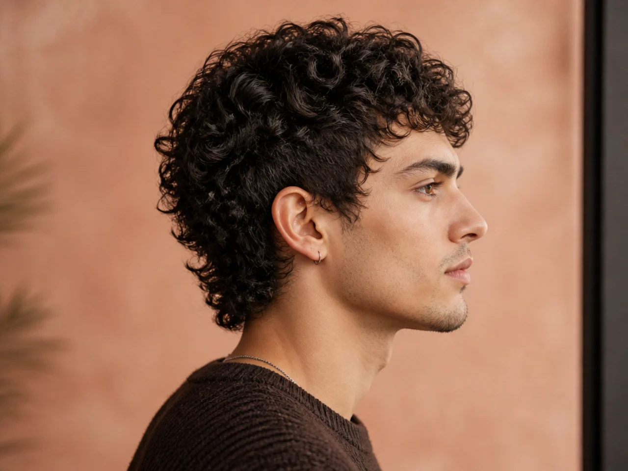 Short coily wolf cut on a Black man with tight coils and skin taper sides