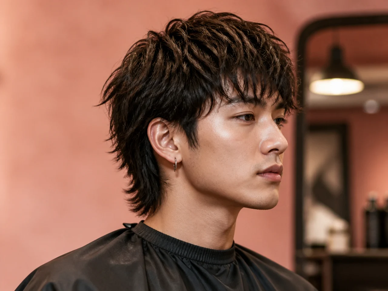Textured short wolf cut with piecey layered top and defined separation