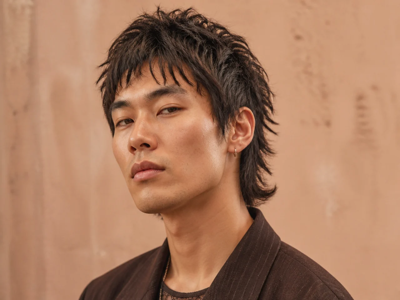 Men's short wolf cut with layered crown
