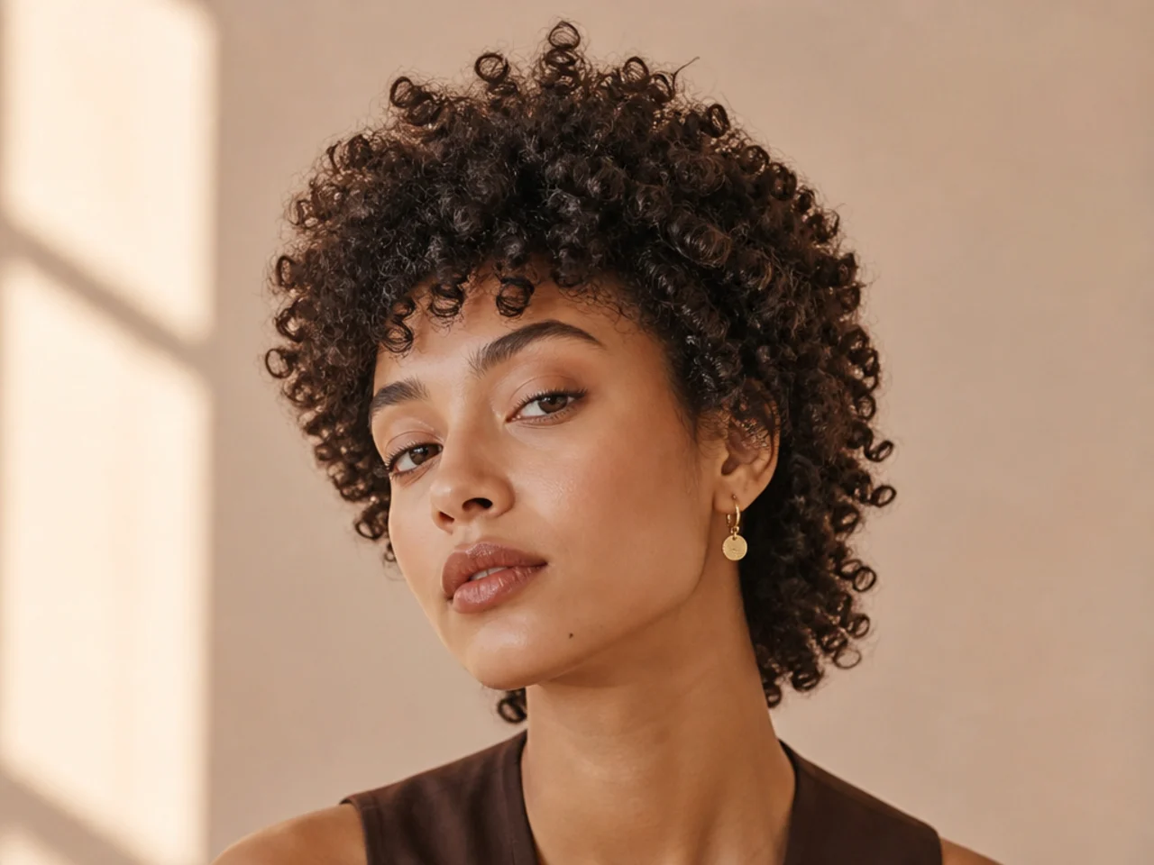 Short coily wolf cut cut on dry hair