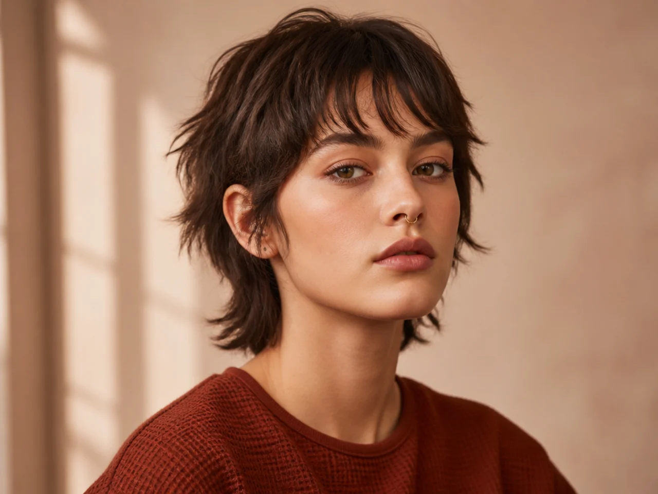 A subtle short wolf cut with light layering