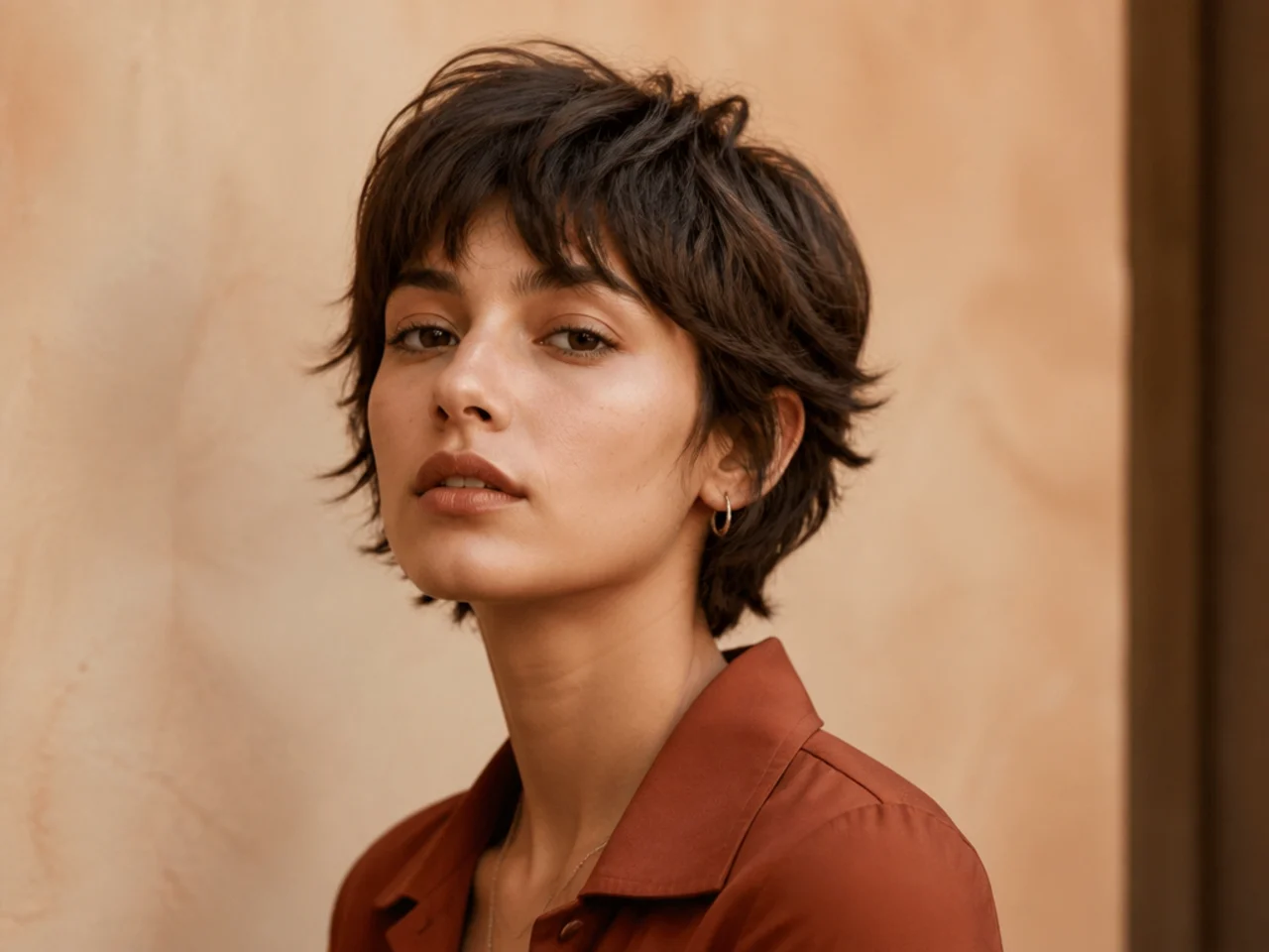 Very short ear-length wolf cut