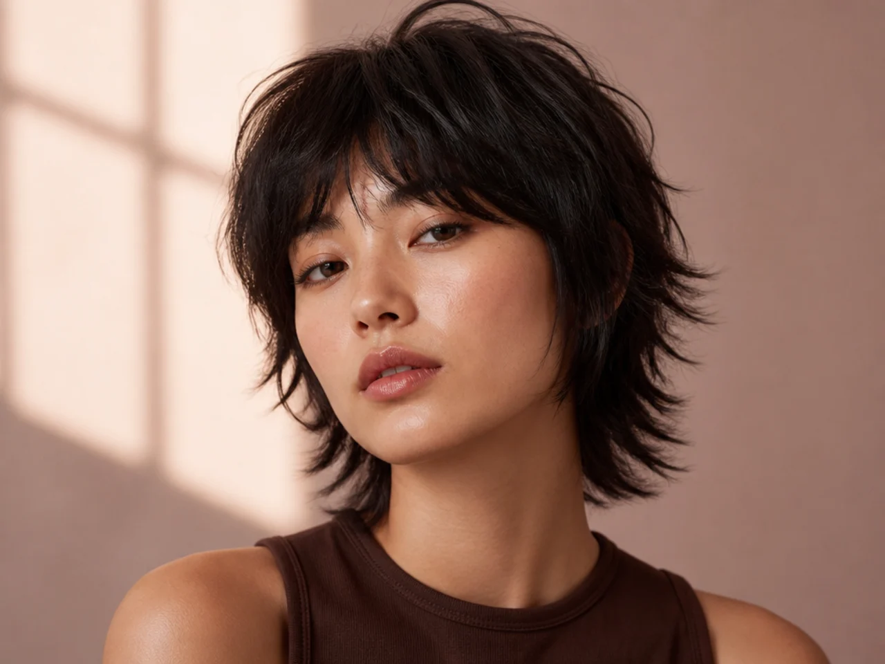 Short wolf cut with wispy point-cut ends