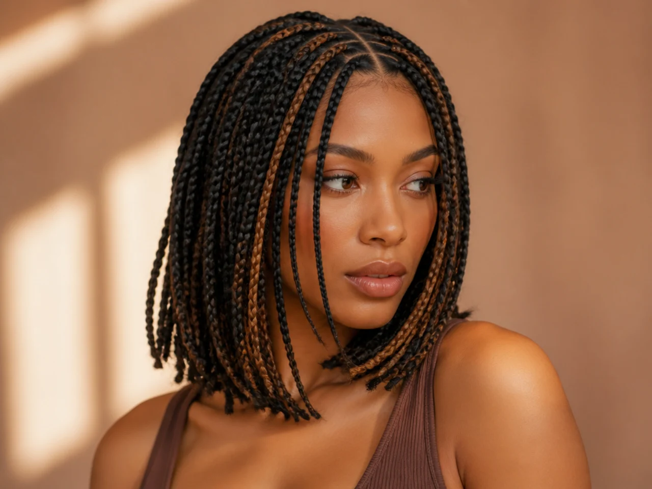 Shoulder length braids with face-framing pieces