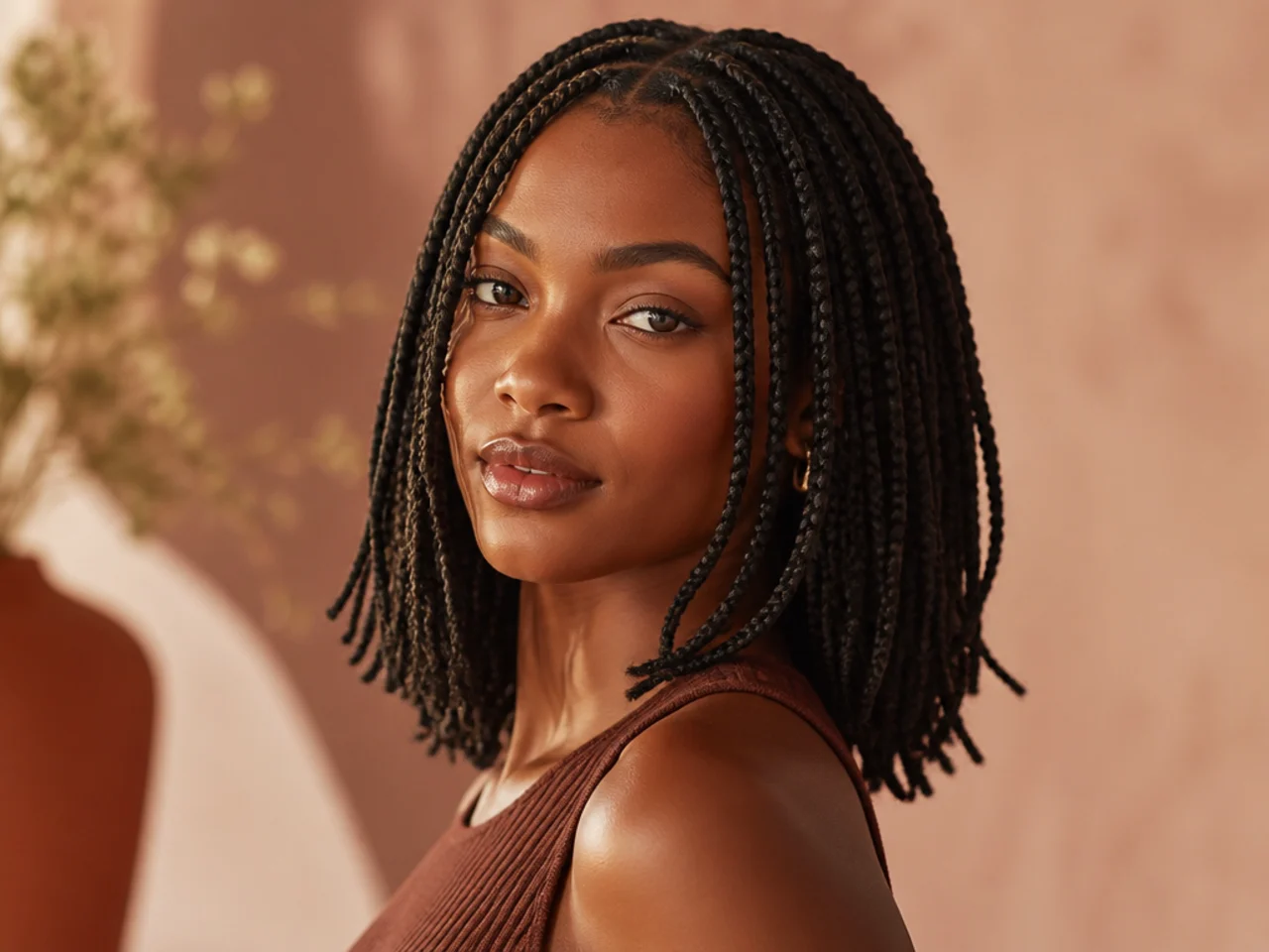 Shoulder length braids on fine natural hair