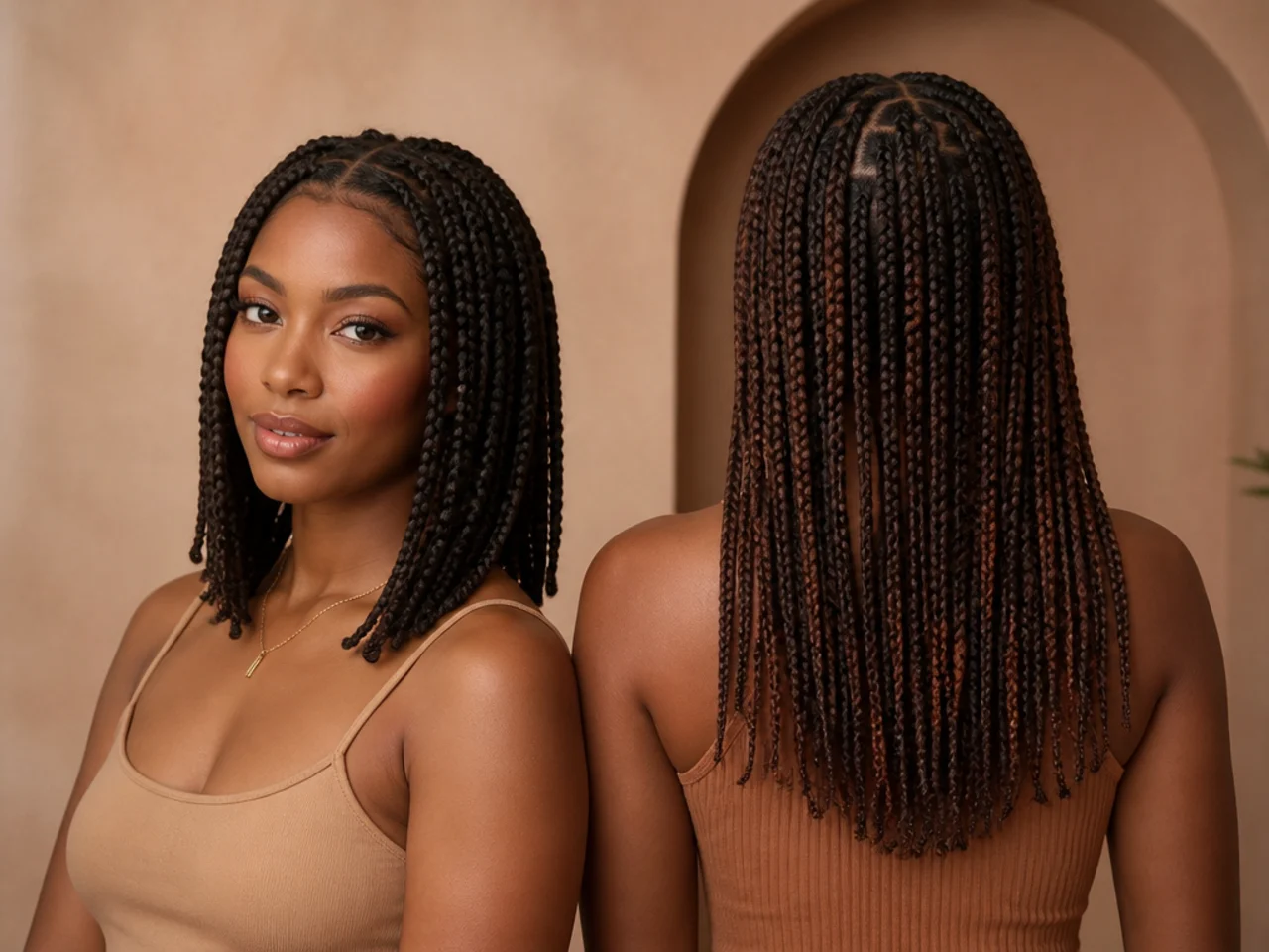 Shoulder length compared with a slightly longer set