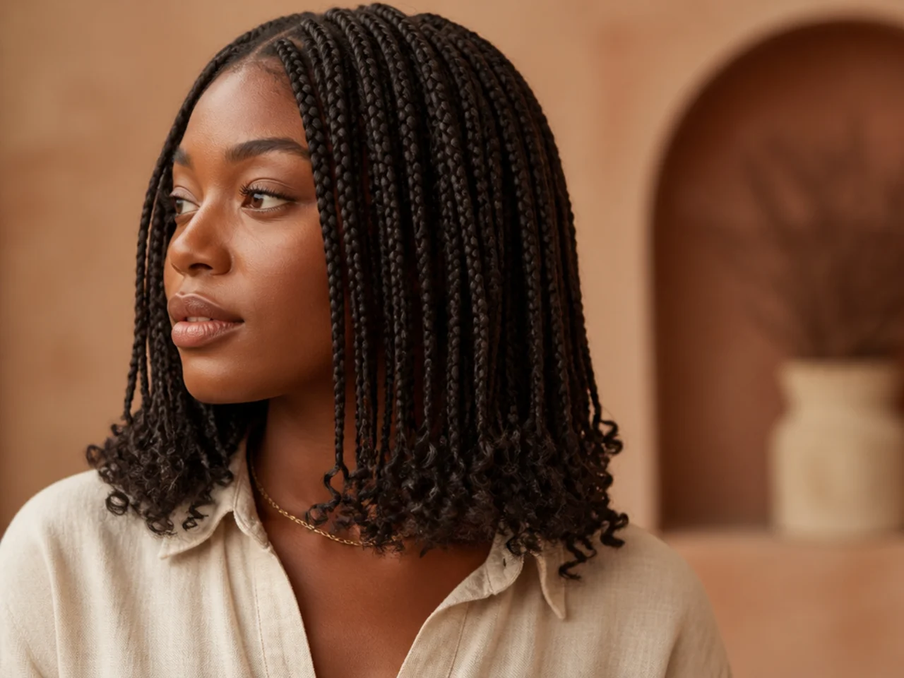 The point where a braid meets a collar and roughens