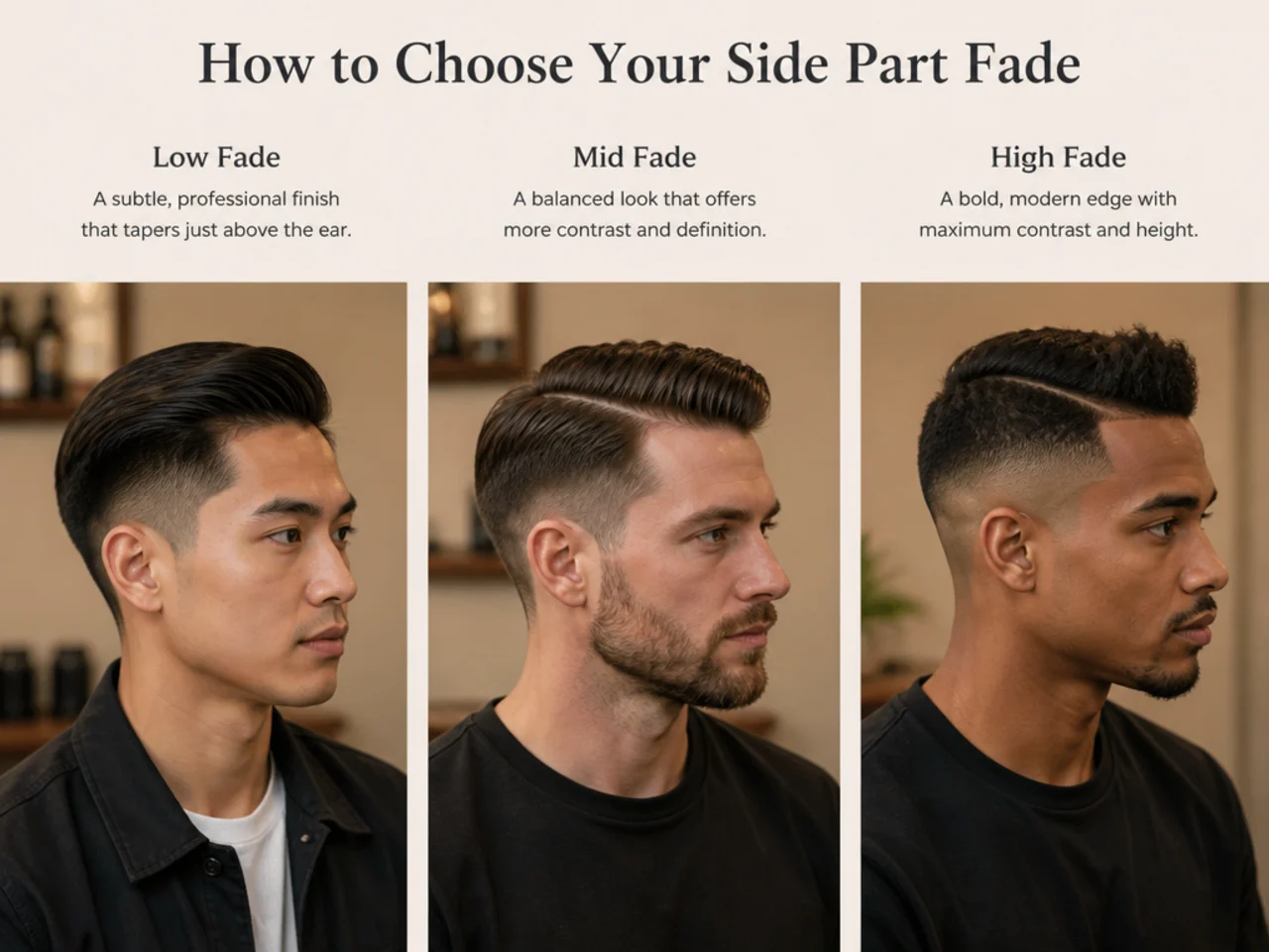 How to choose the right side part fade for your face and hair