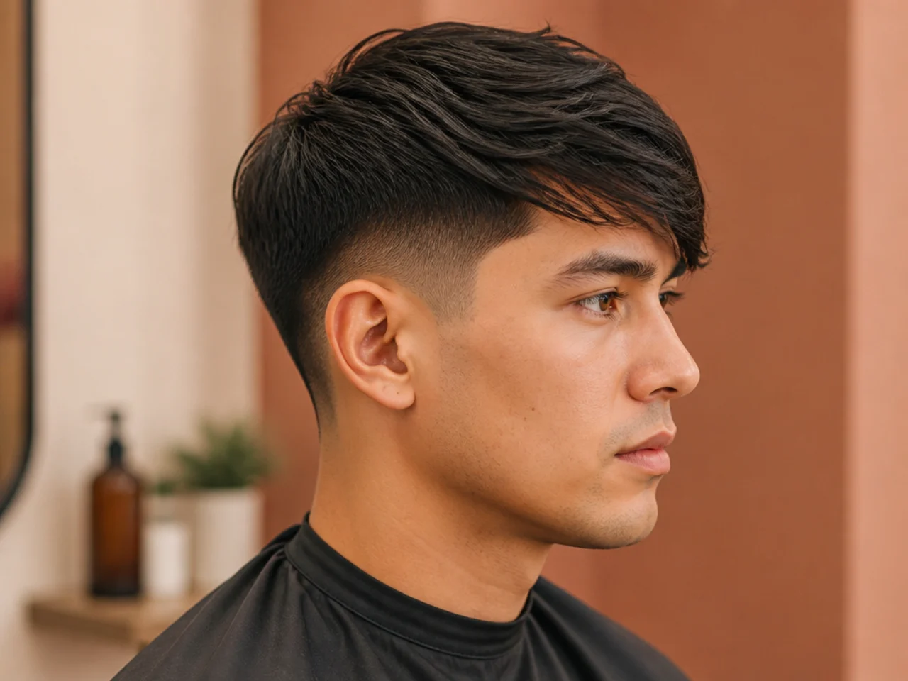Side swept fringe with tapered sides