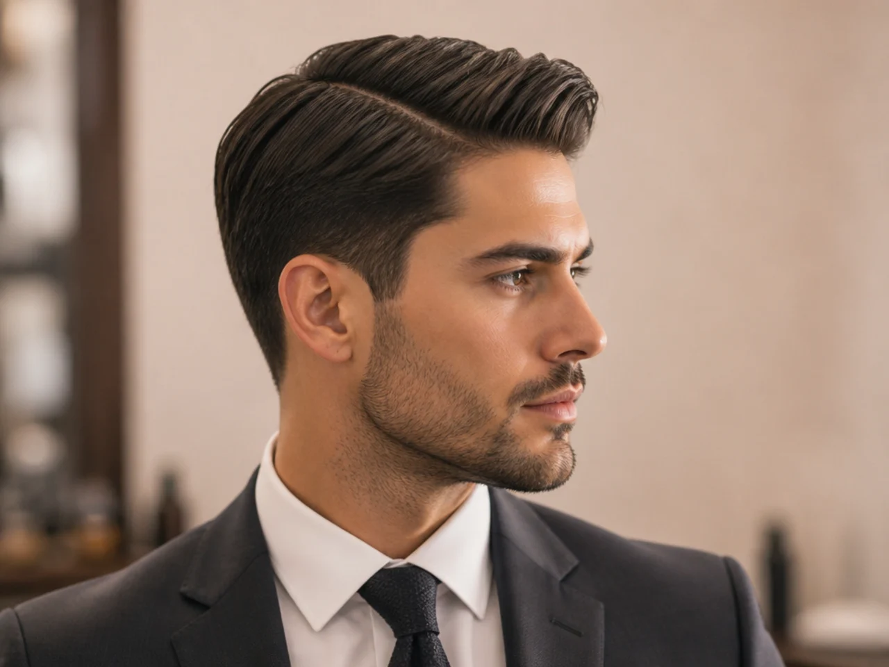 Business professional side part with short clippered sides