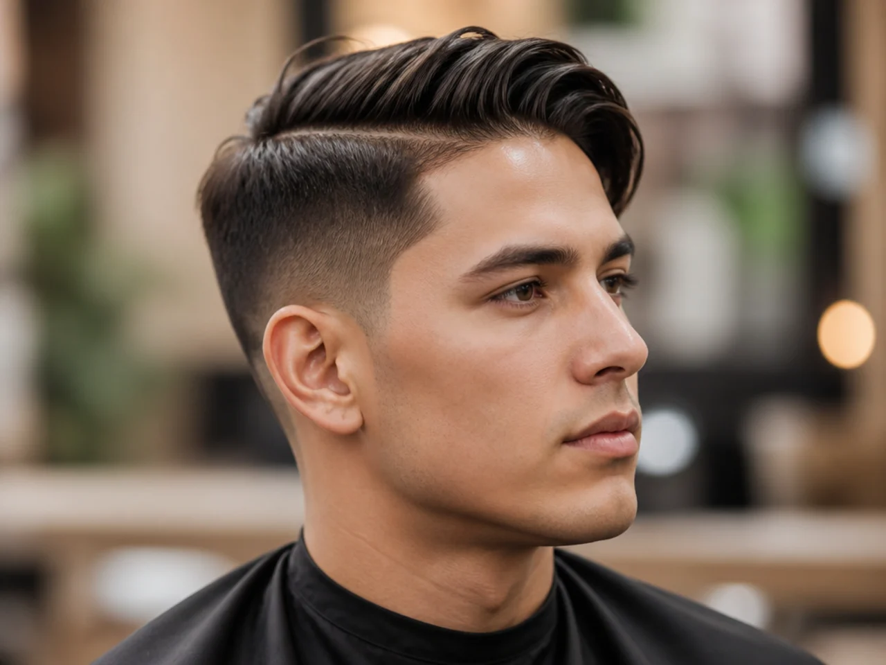 Side Swept Hairstyle with Short Sides