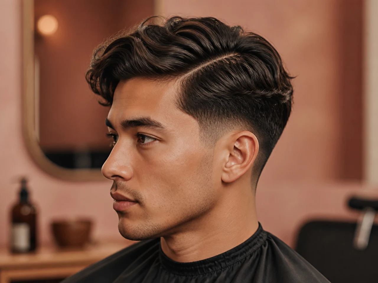 Wavy Side Part Taper Fade