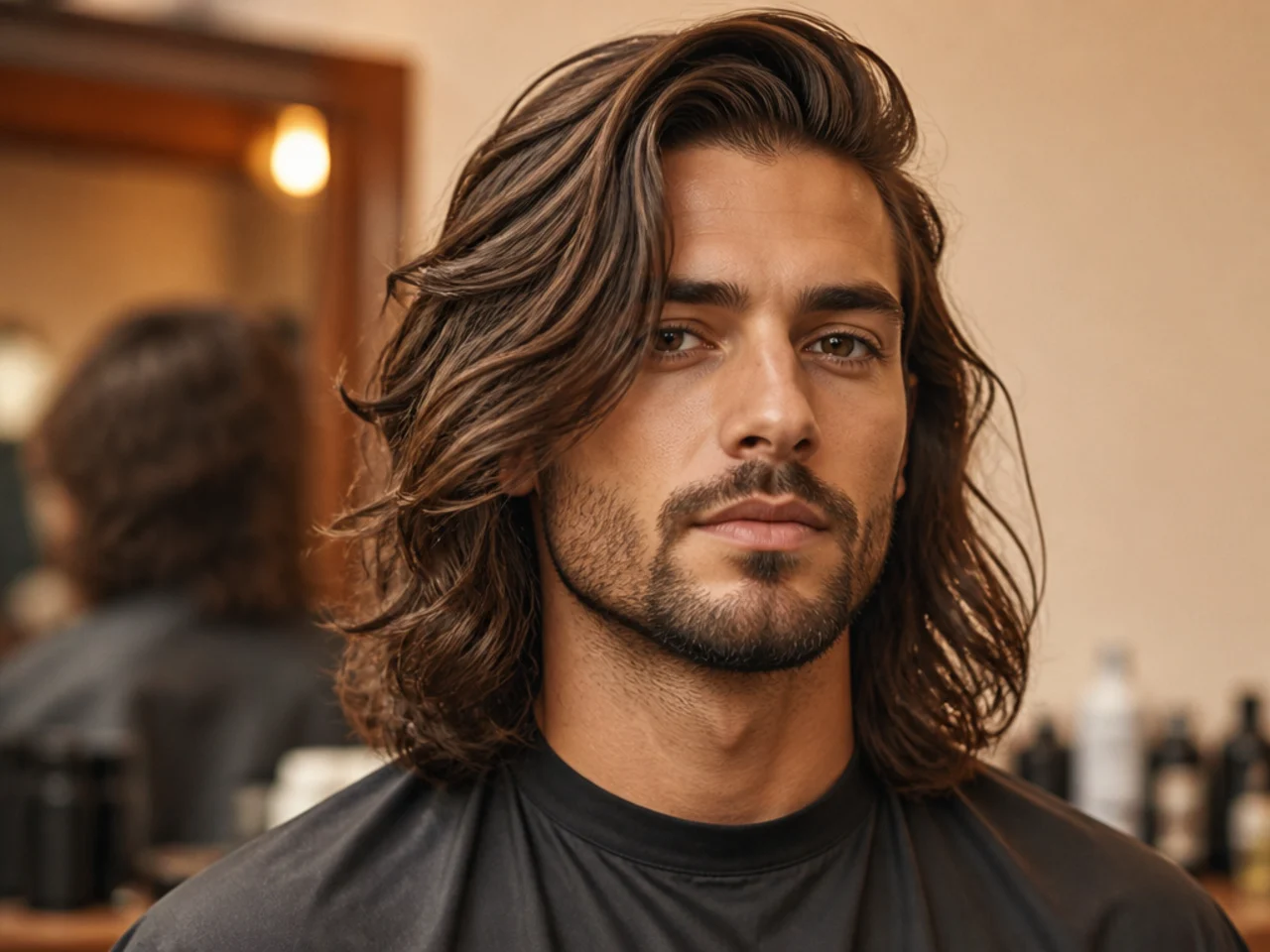 Long wavy side part with four inches of Type 2B waves falling from a defined parting on a young man