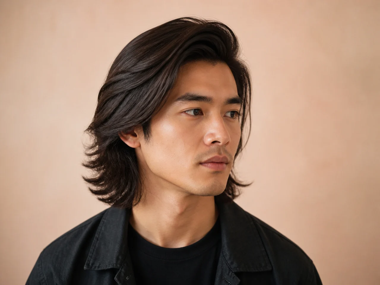 Long comb-over side part with four inches of top swept across from a low deep parting on a young man