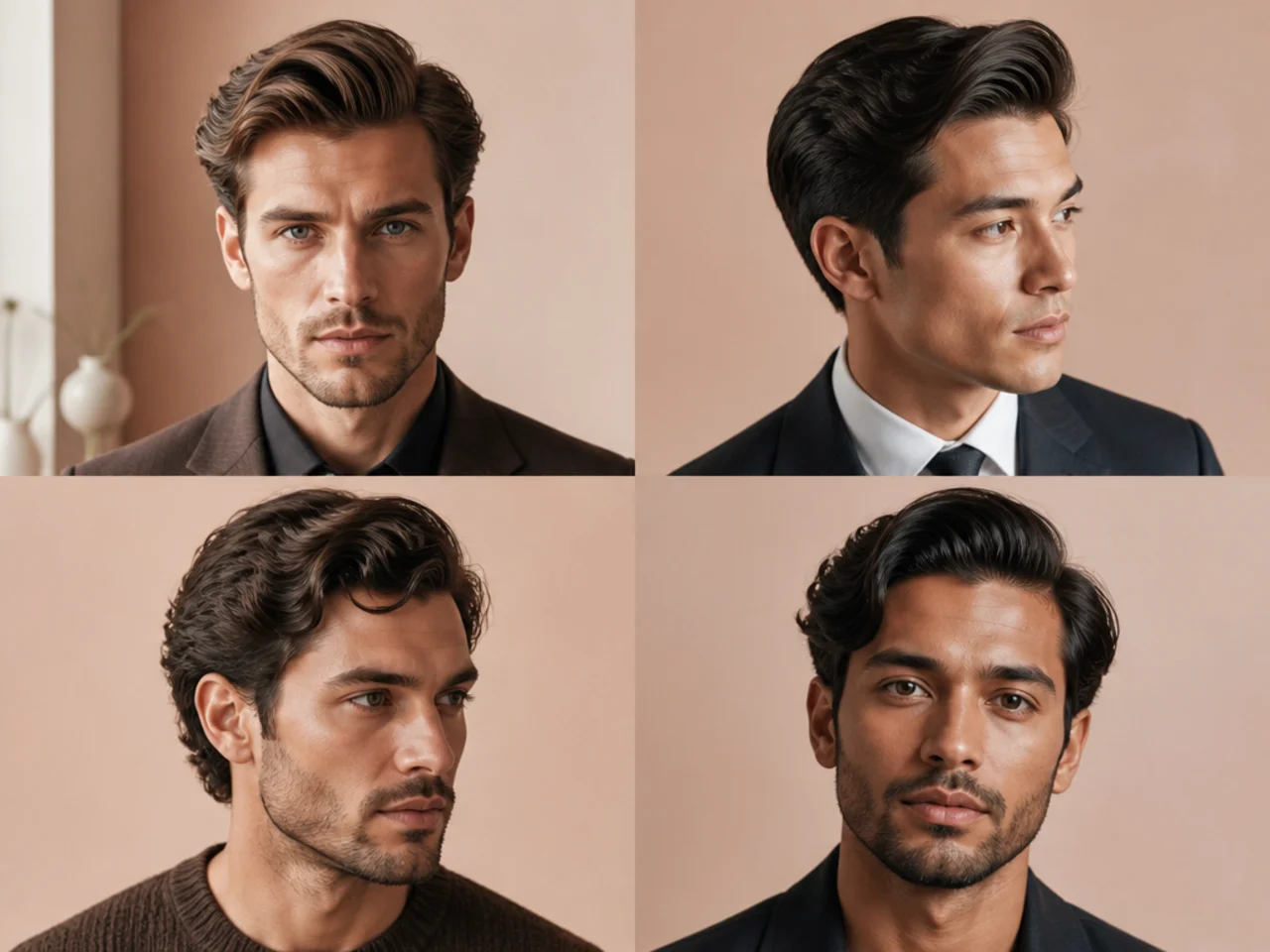 Medium executive side part with three inches of clean-combed top and scissor-tapered sides on a man in a suit