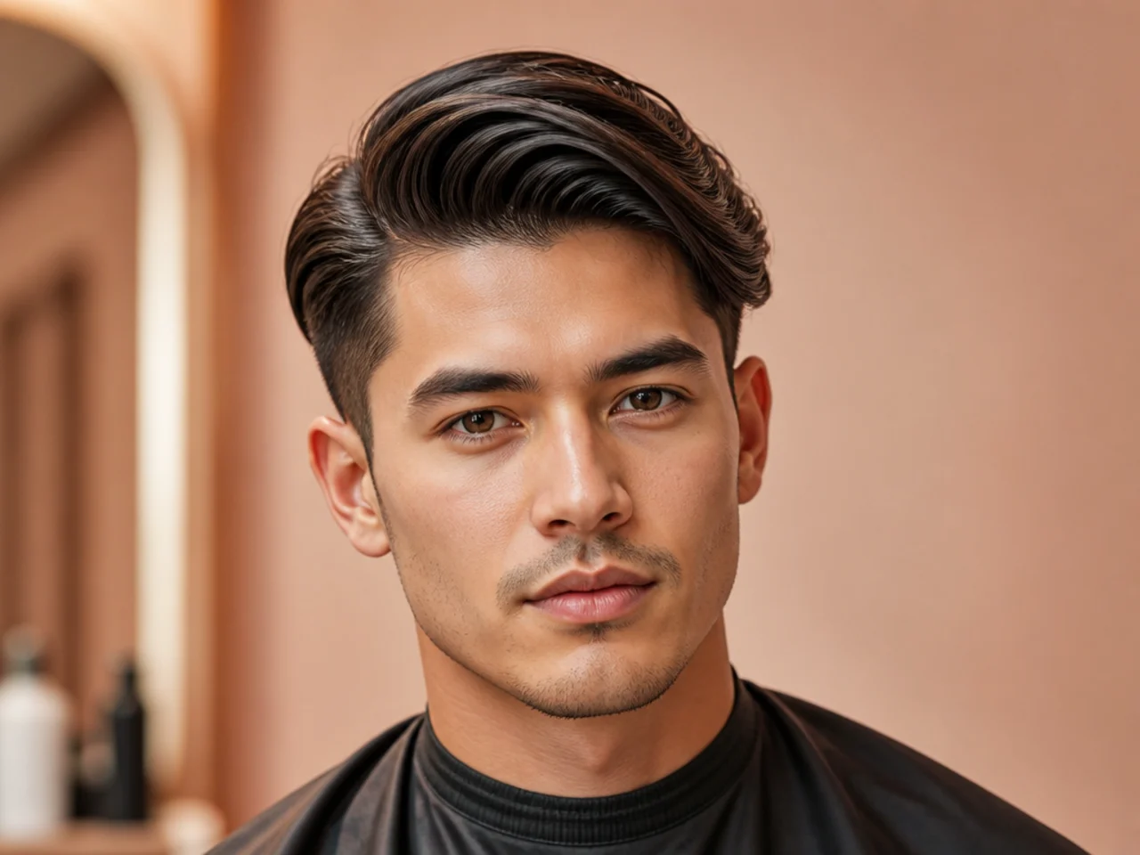 Off-center sweep pushing the front of the hair up and diagonally across for a side quiff
