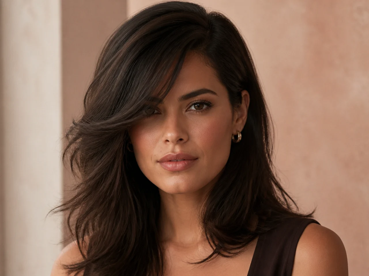 Deep side part on a square face