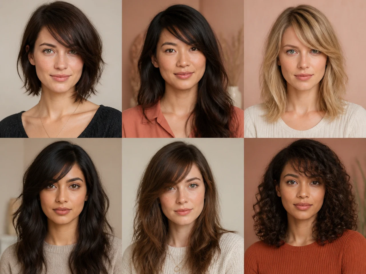 Fringe angles matched to different face shapes