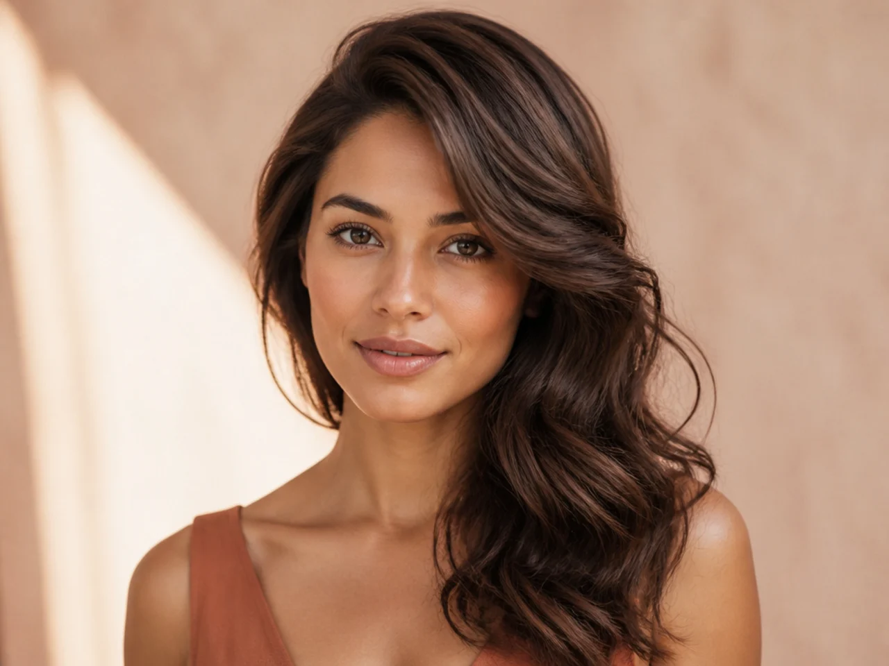 Side swept bangs curled away from the face