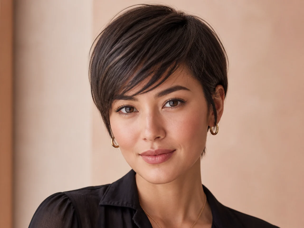 Short side swept bangs on fine hair
