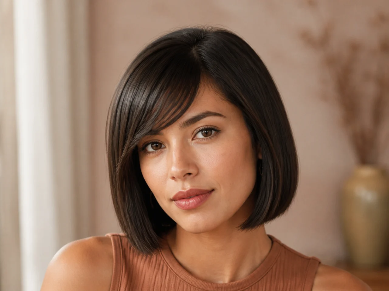 Side swept bangs with a blunt bob on fine hair