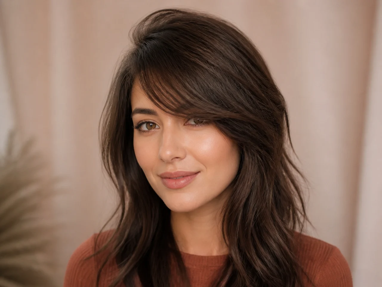 Side swept bangs with crown volume on fine hair