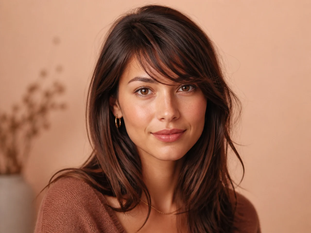 A lightly wisped side swept fringe