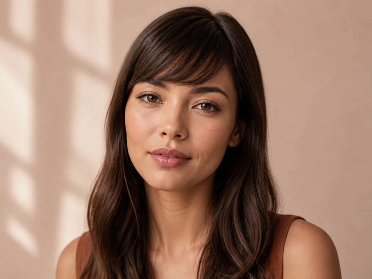 A fringe that was cut combed flat