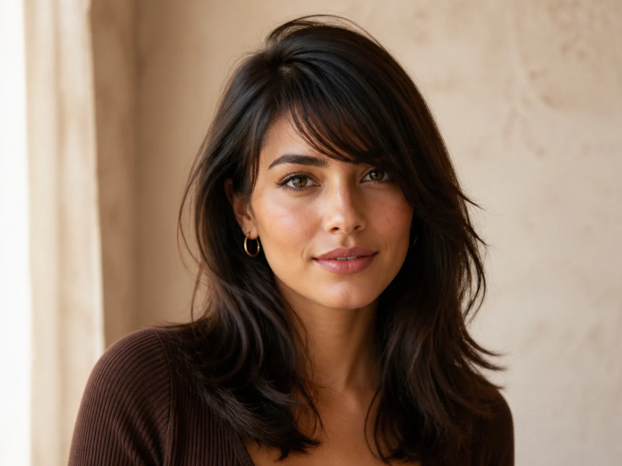 A fringe cut in its swept position
