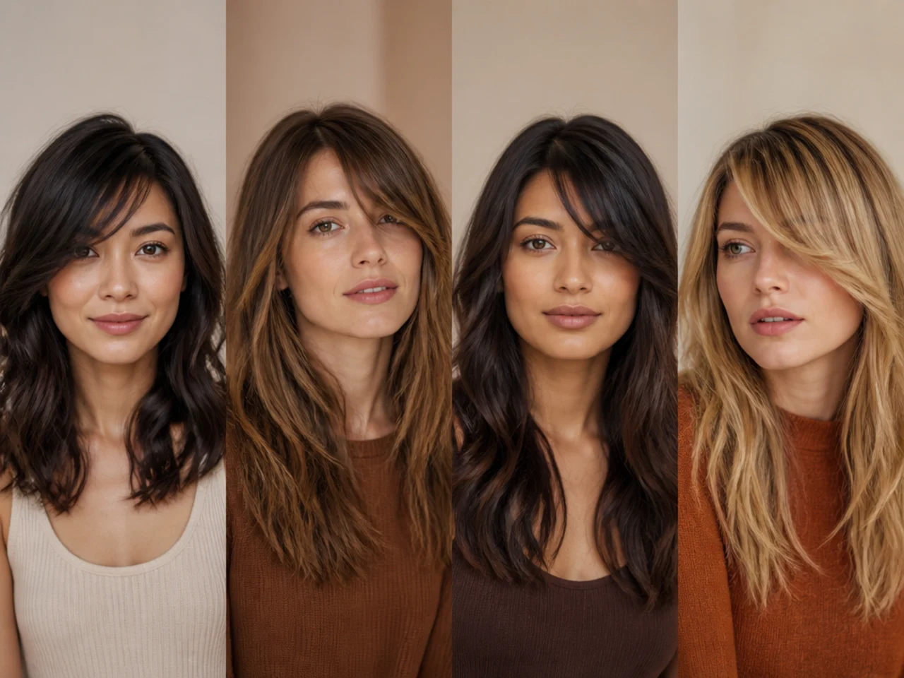 Photographs comparing several fringe cuts