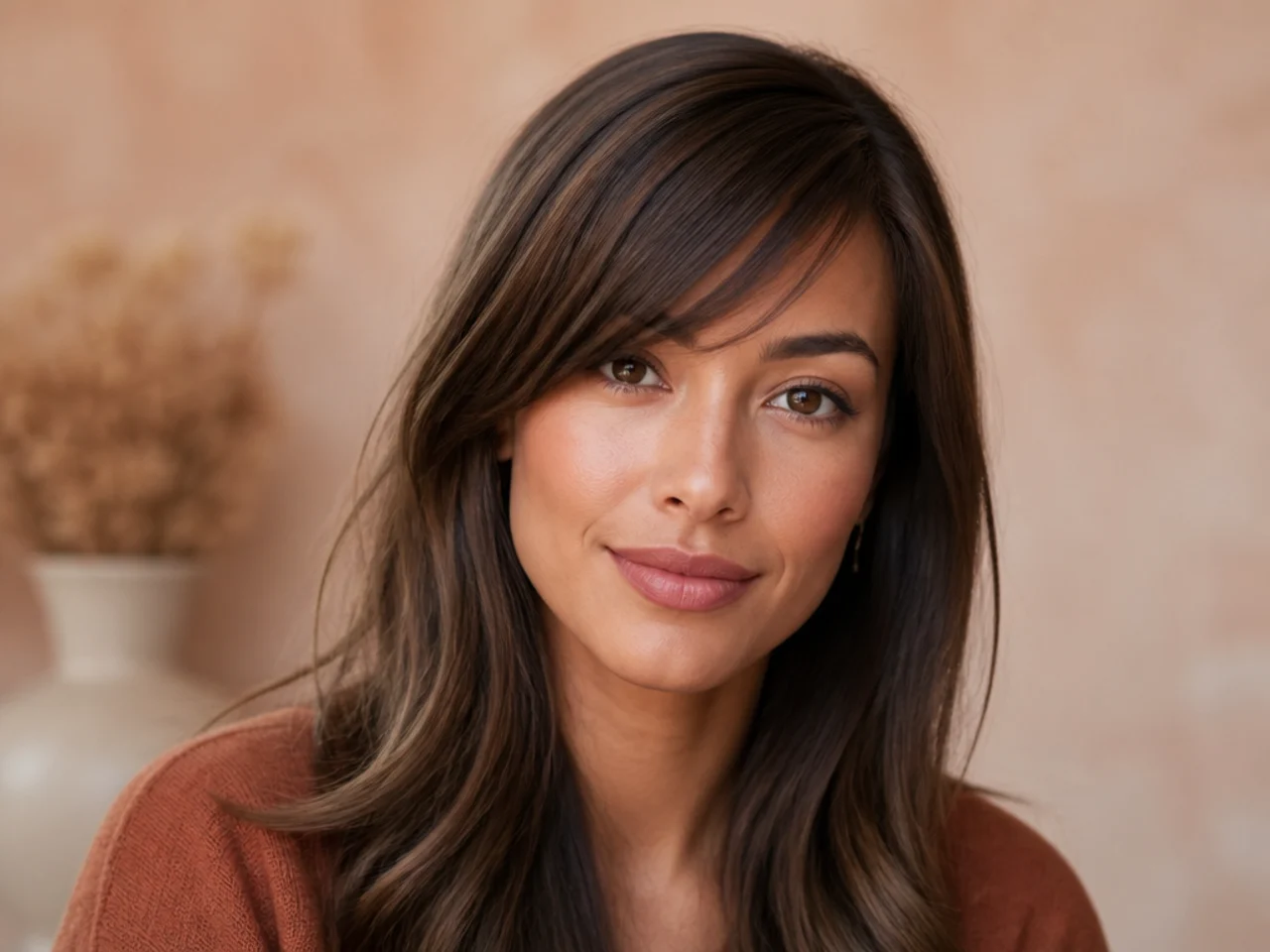Straight side swept bangs