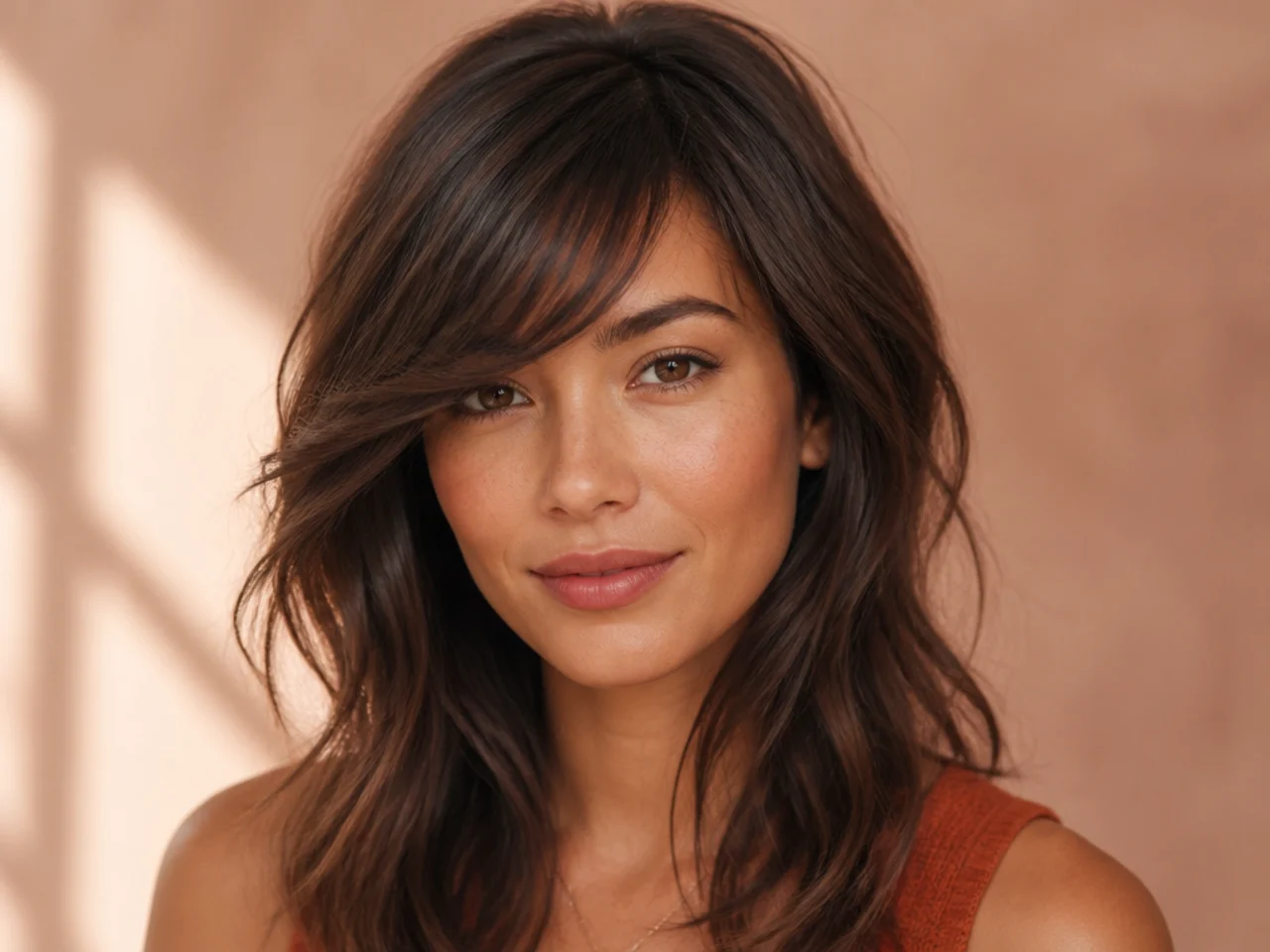 Side swept bangs cut on a softer angle