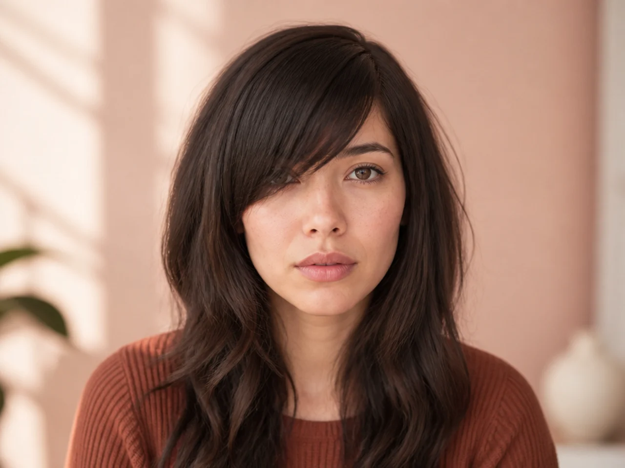 A fringe cut on too shallow an angle falling forward