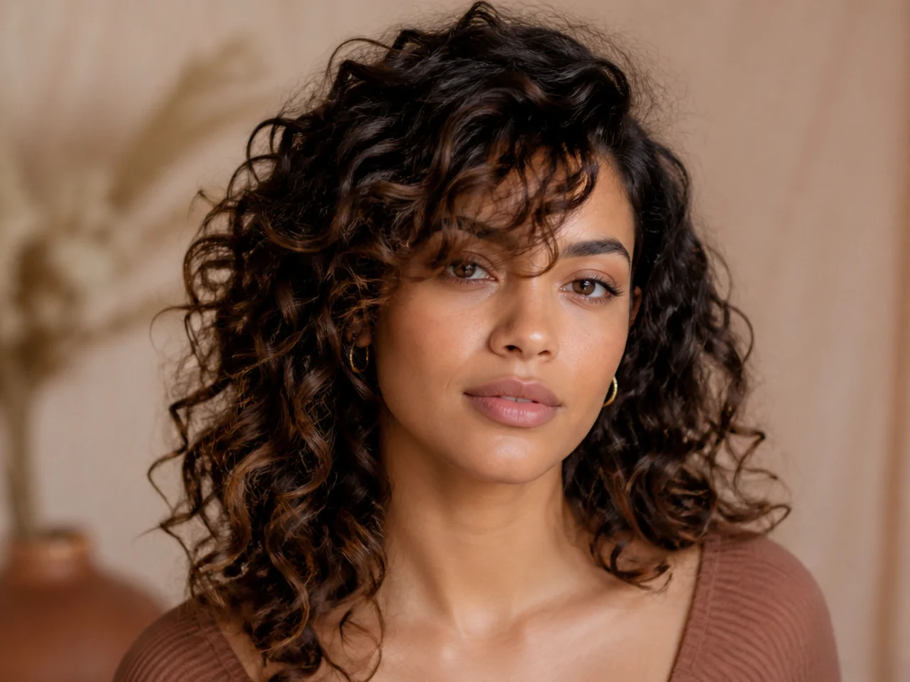 Curly hair with each fringe type