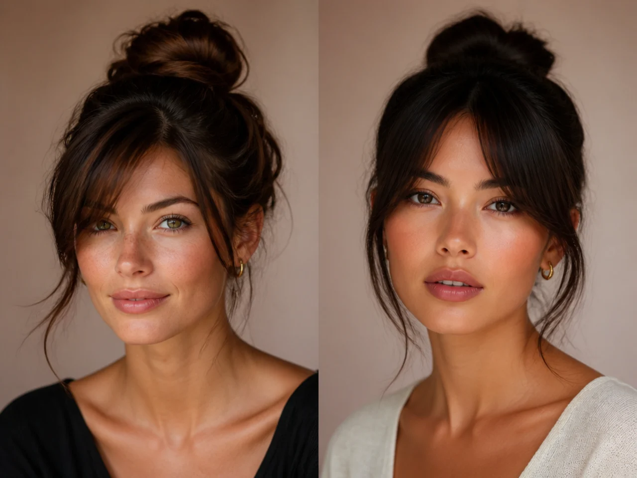 Each fringe worn with hair gathered up