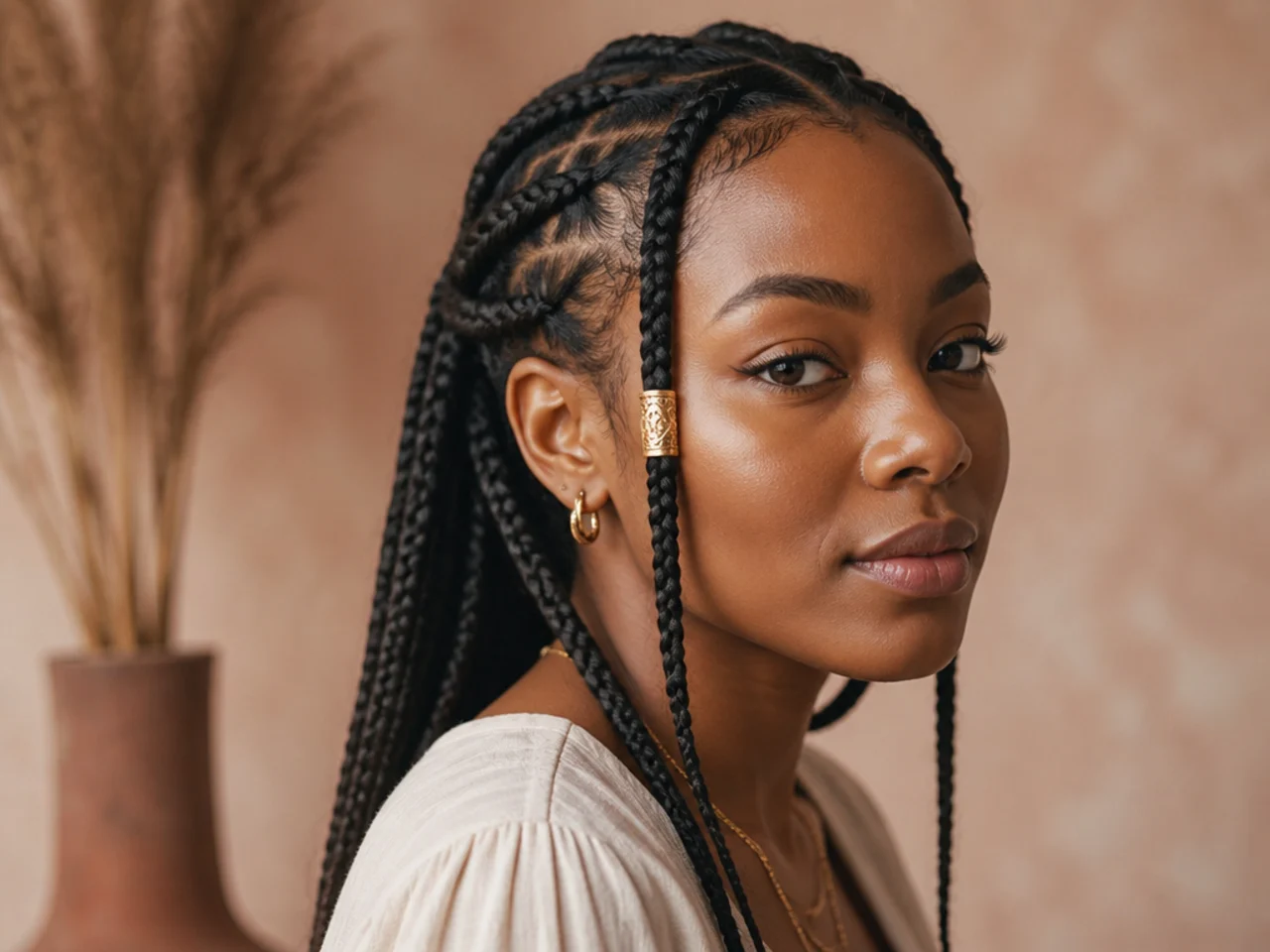 A single wide statement cuff on one face-framing braid