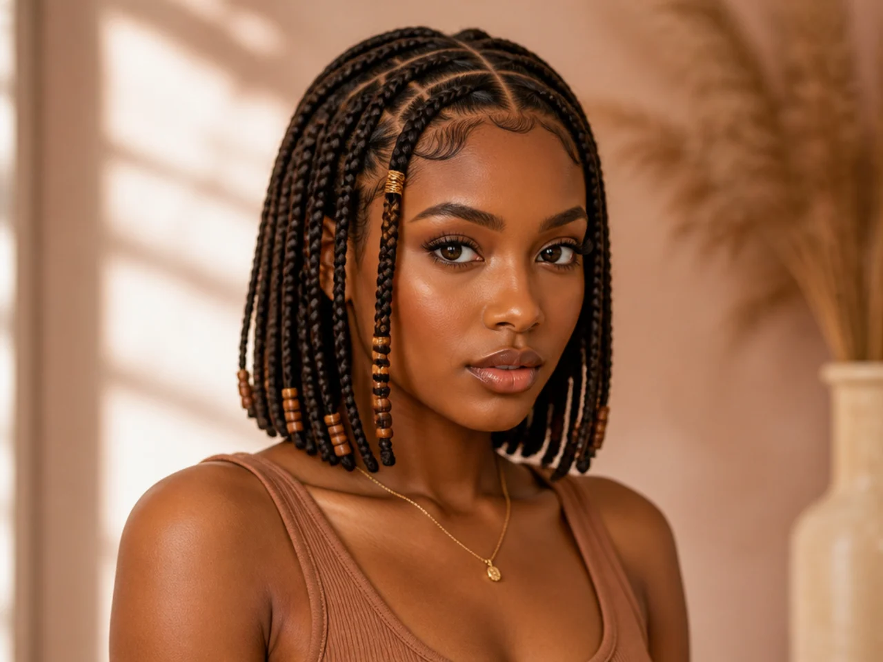 Knotless Fulani bob with flat roots