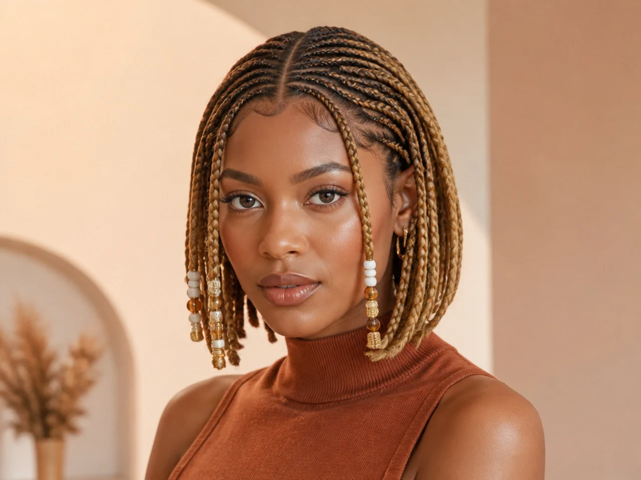 Fulani bob in a warm honey blonde shade