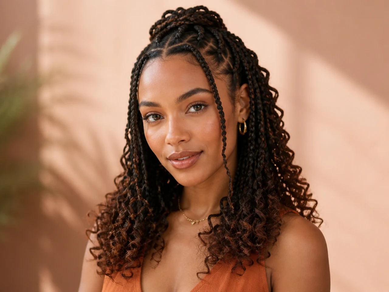 Fulani braids with tight spring-curl ends