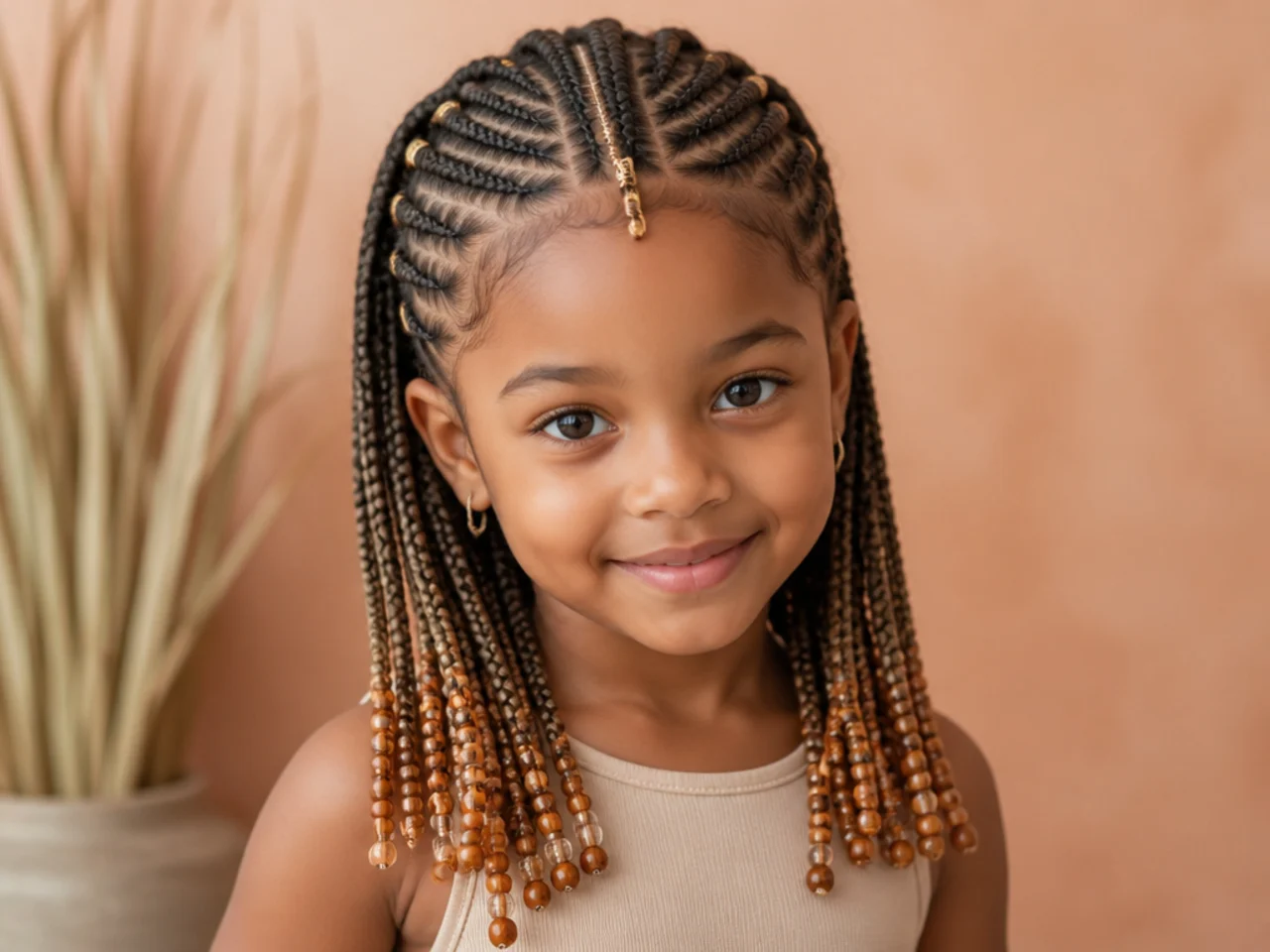 Child's two-tone Fulani braids with lighter ends
