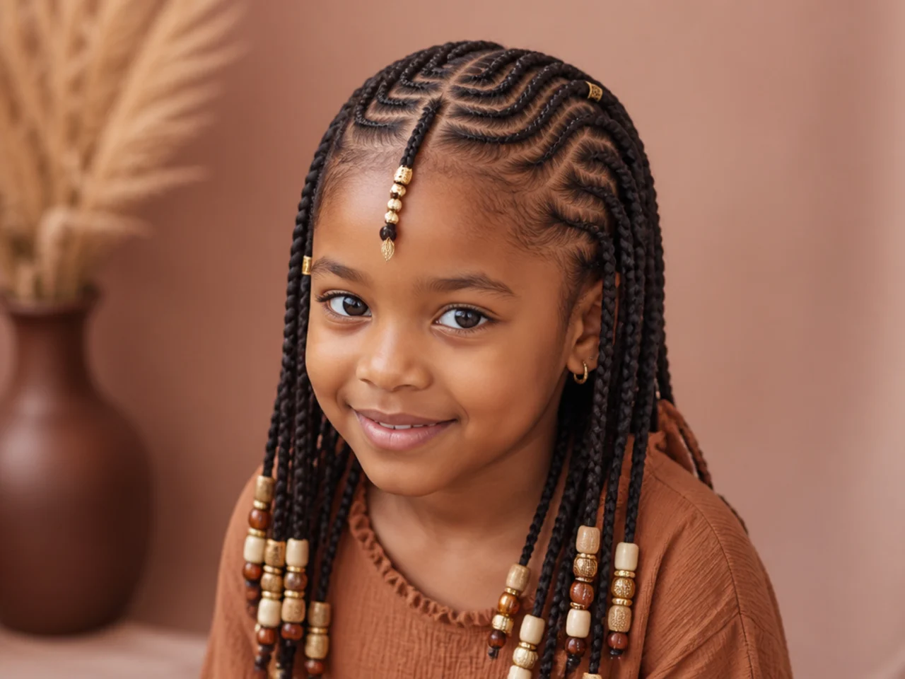 Child's knotless Fulani braids with flat comfortable roots