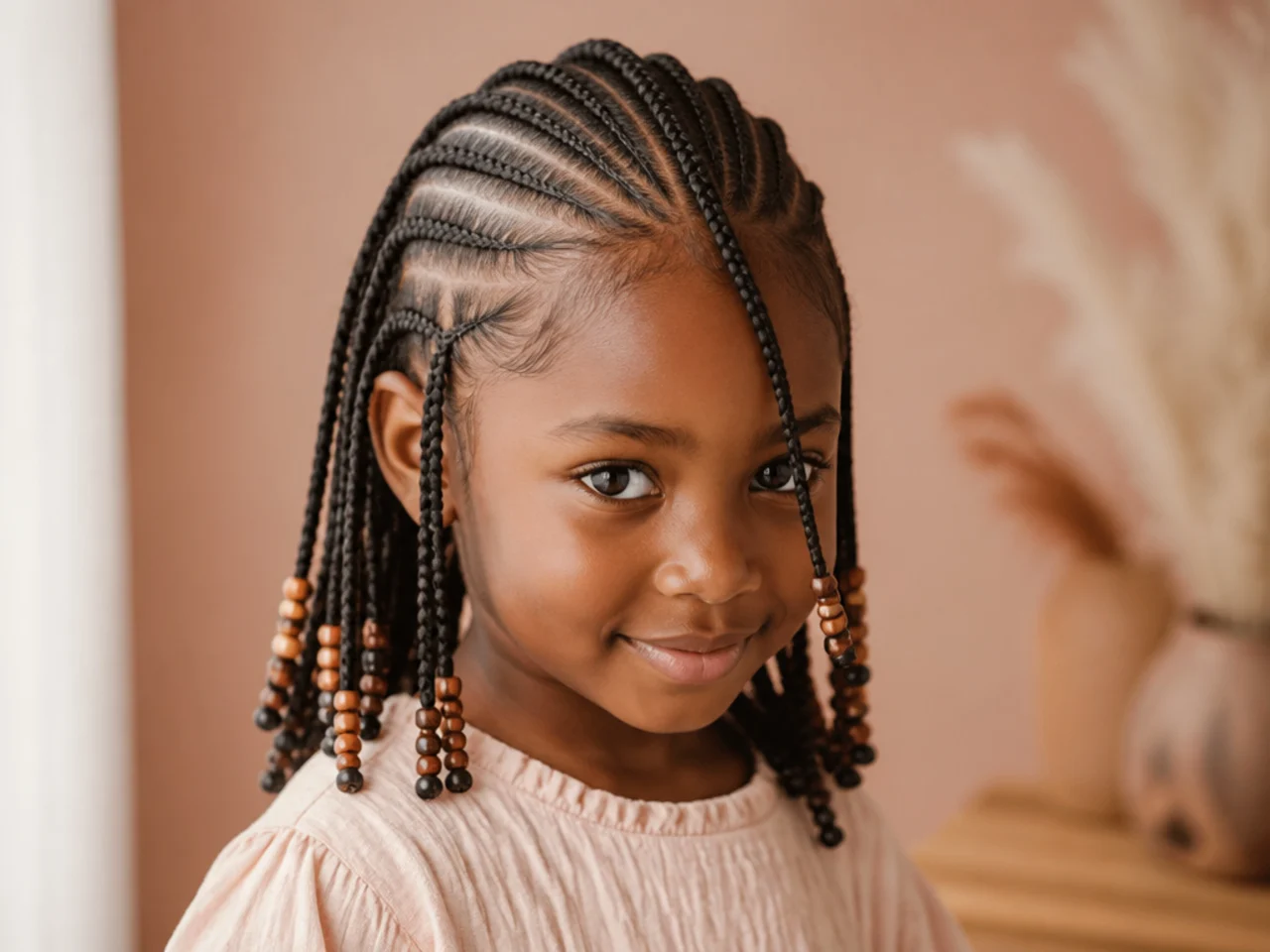 Child's Fulani braids showing cornrows placed back from the fine hairline
