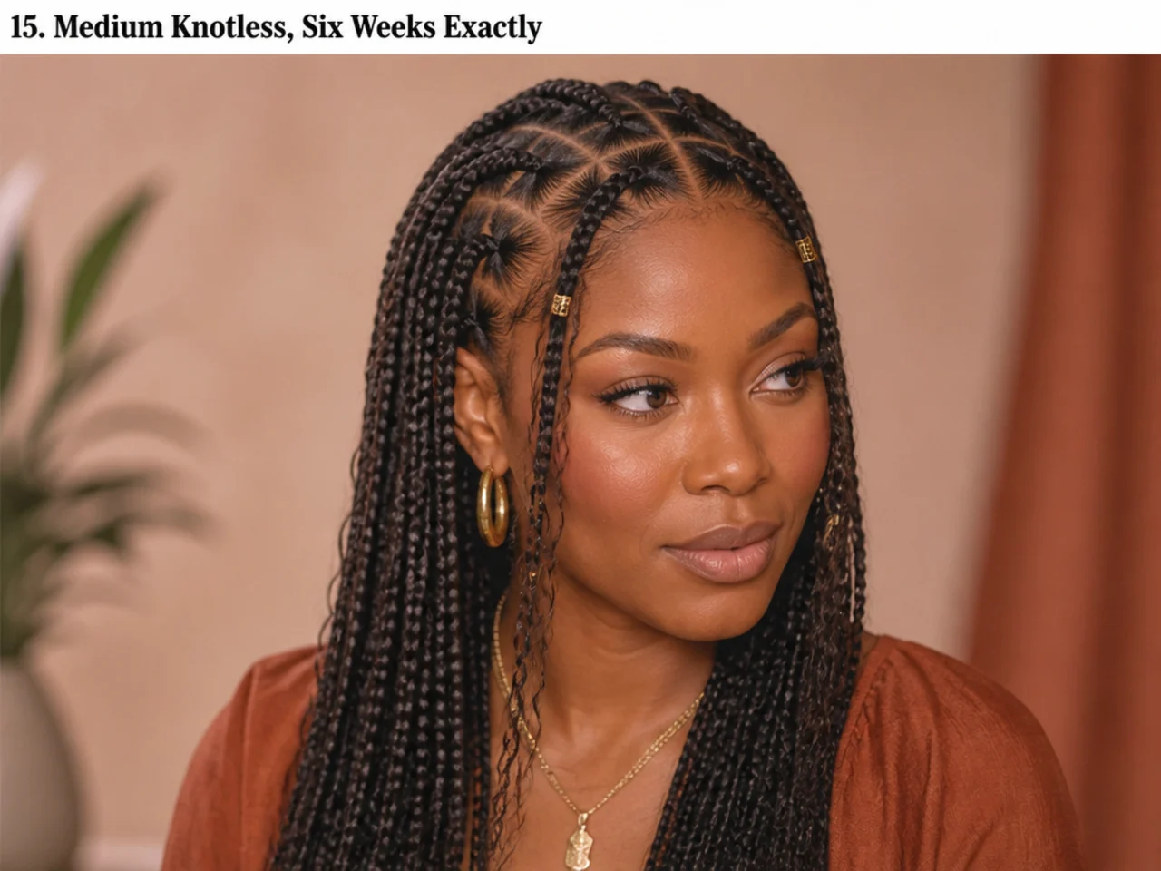 Fulani braids at six weeks before takedown showing root growth