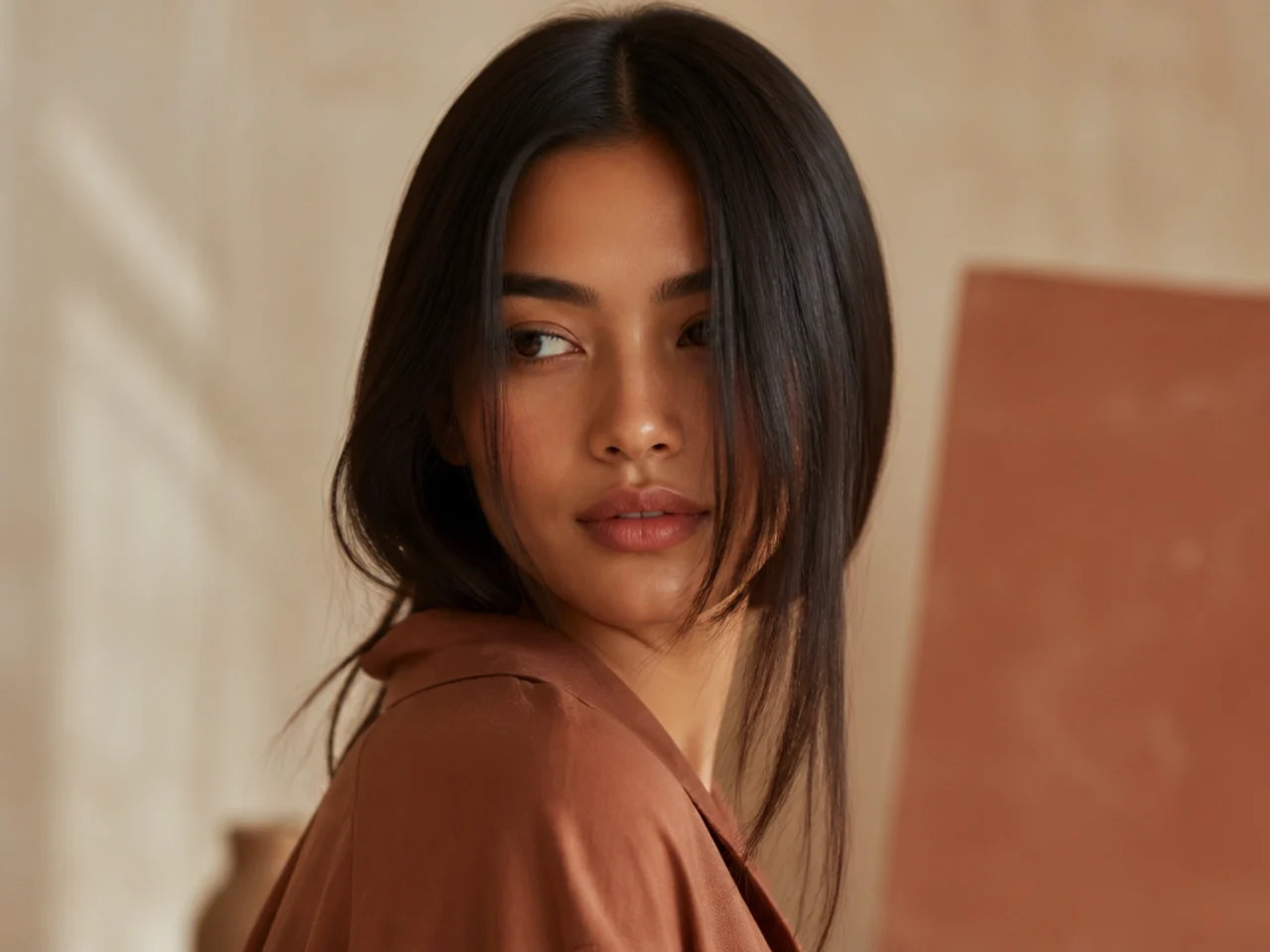 A style slipping out of clean straight hair