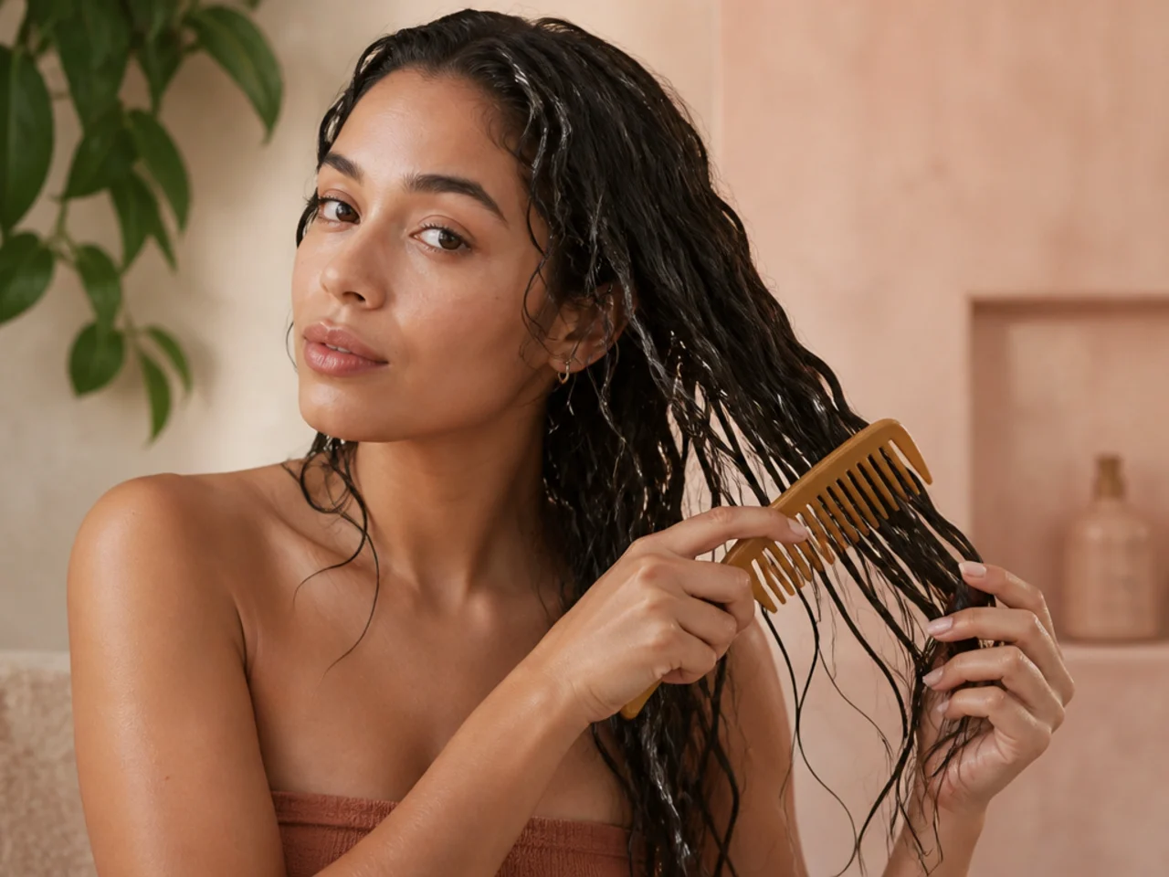 Detangling with conditioner in