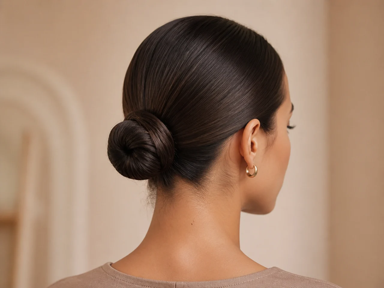 A sleek bun on fine hair
