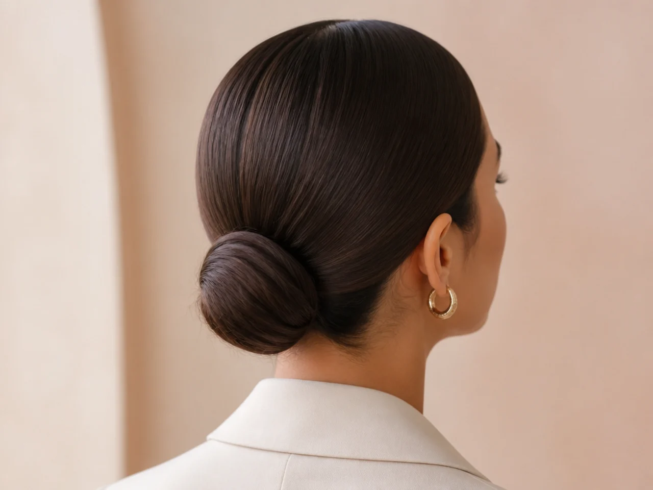 A sleek bun with a centre part